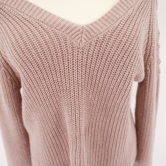 L.A. Hearts Small Purple V-Neck Knit Open Shoulder Sweater Cotton Acrylic - Picture 5 of 11